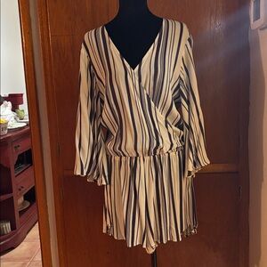 Blue Life Navy and White Striped Shorts Romper SZ MED
